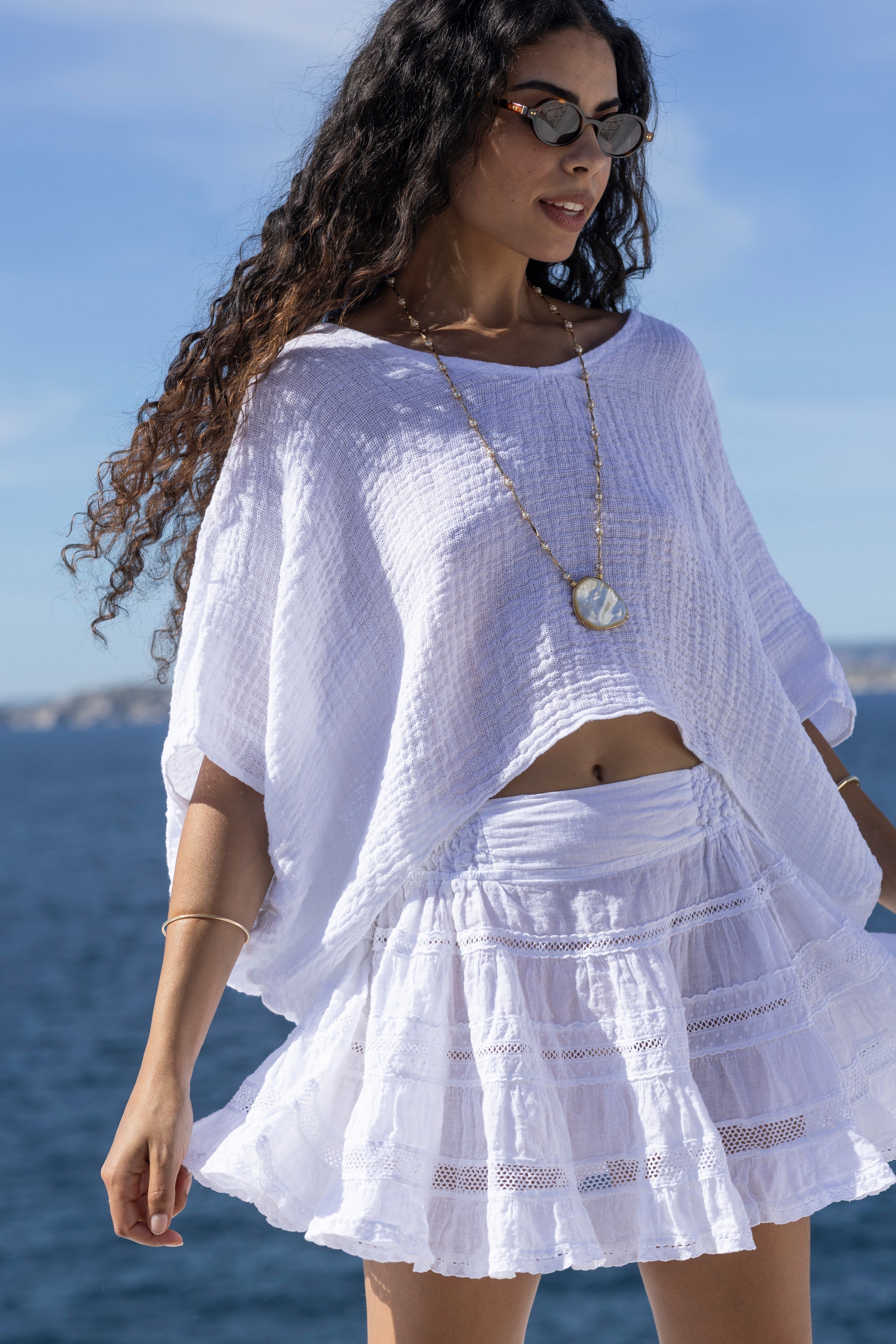 Clarisse Linen Skirt White