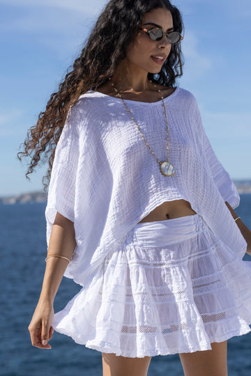 Clarisse Linen Skirt White