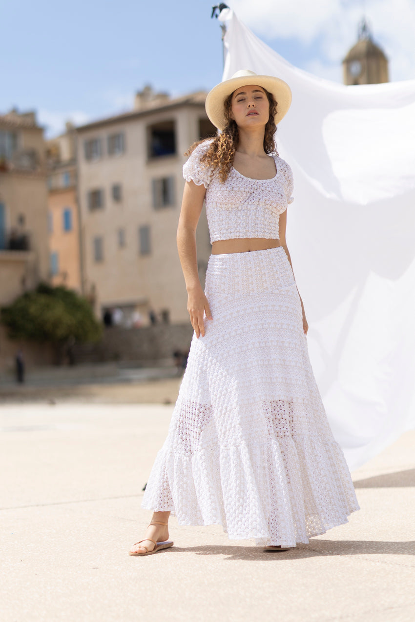 Zelda Knit Skirt White