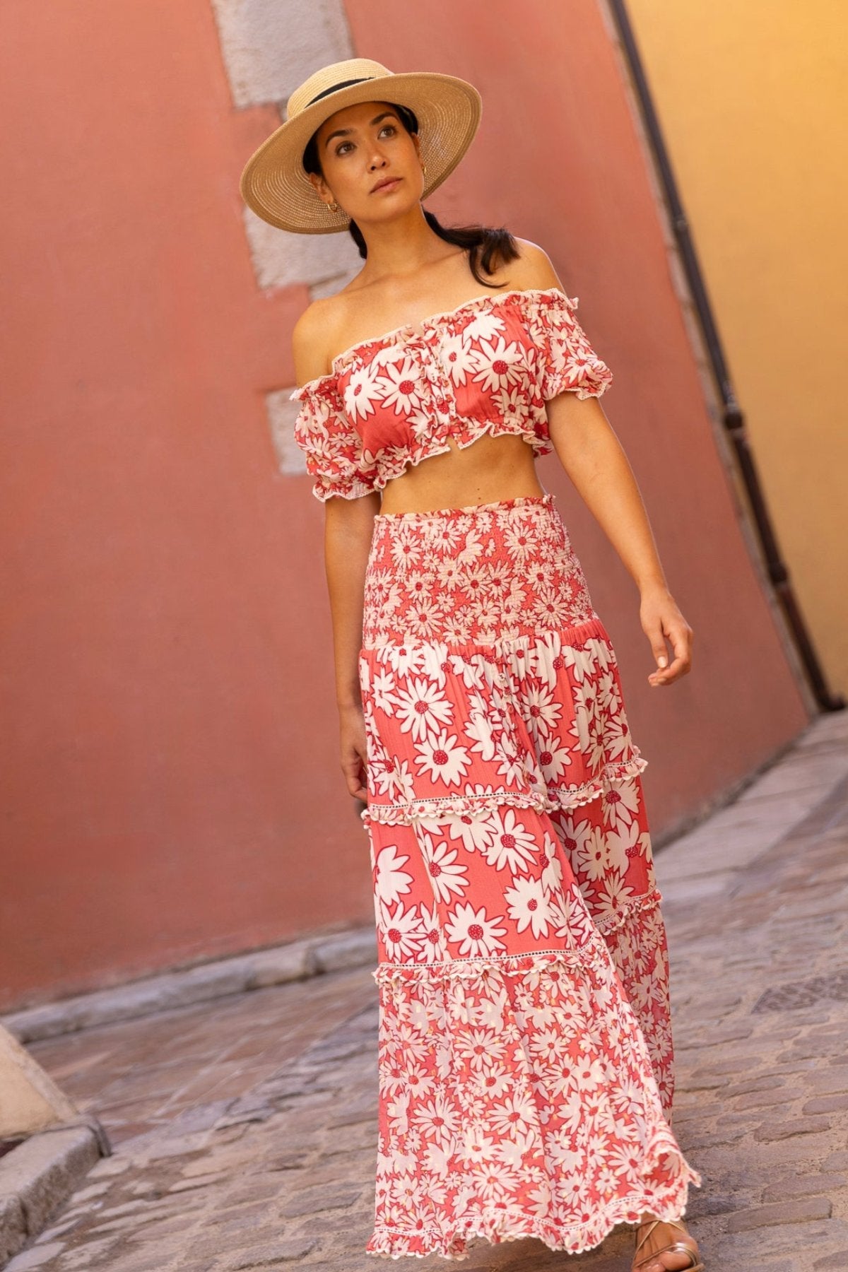 Antonella Daisy Skirt Red