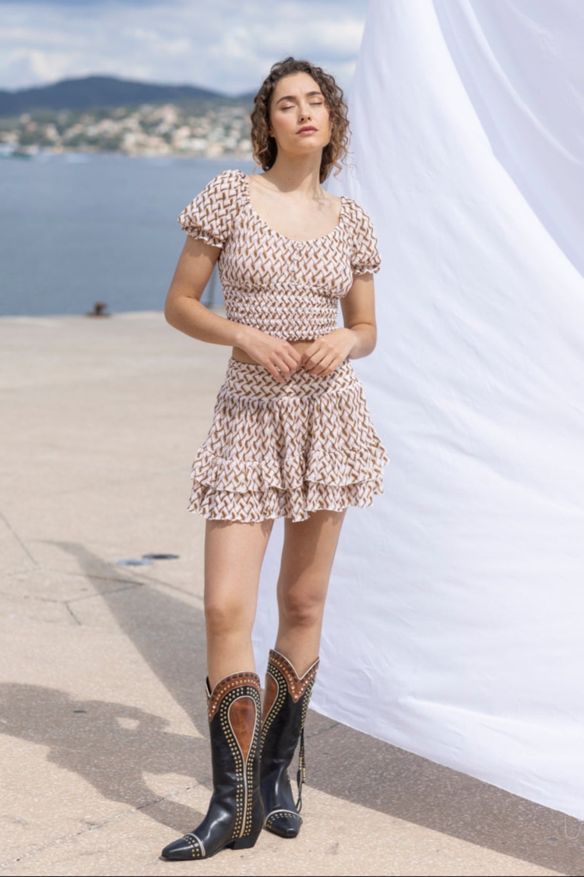 Natalia Lurex Skirt Beige