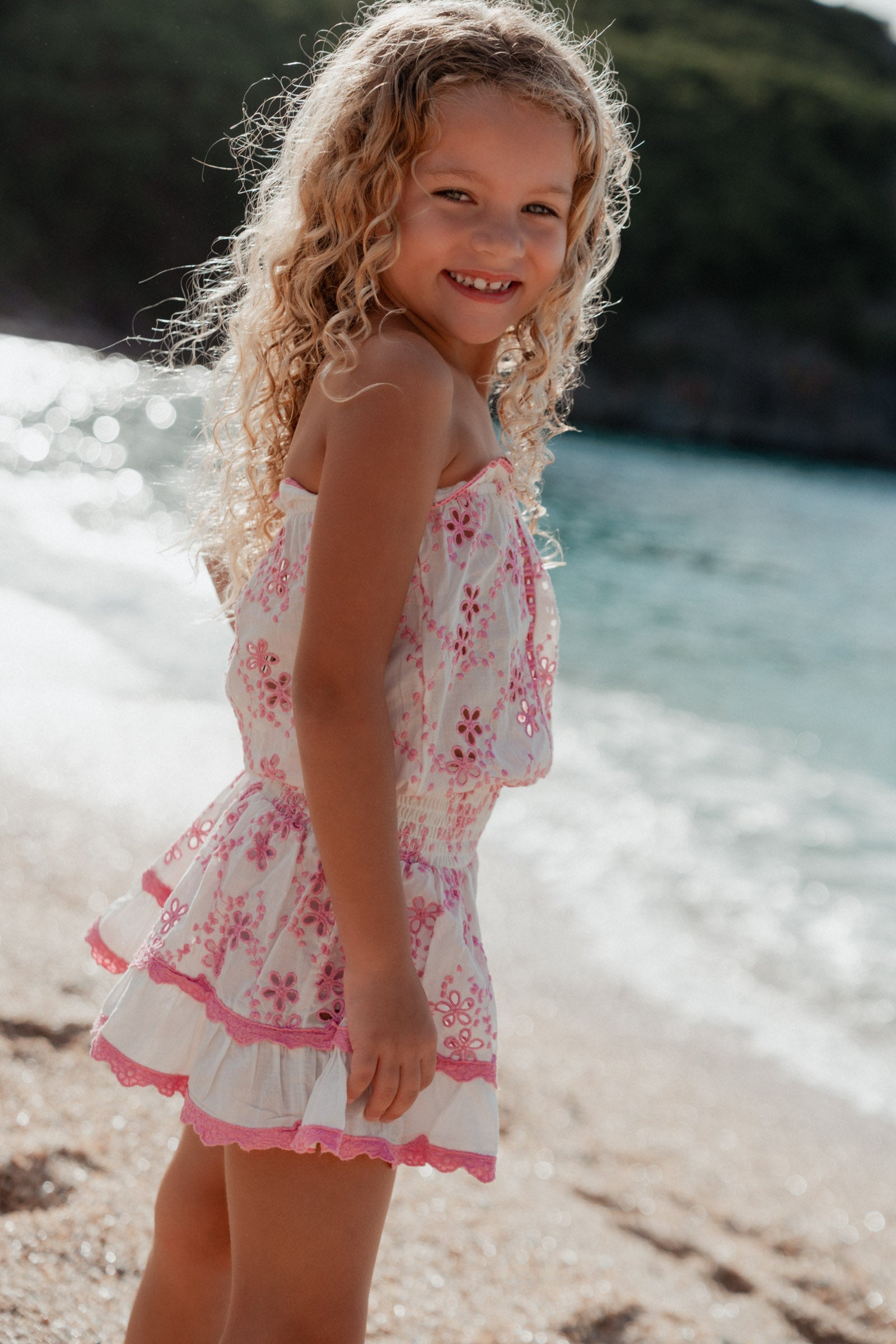 Kids Embroidered Dress Pink