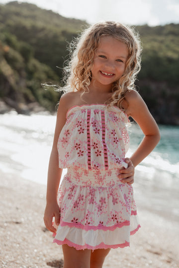 Kids Embroidered Dress Pink