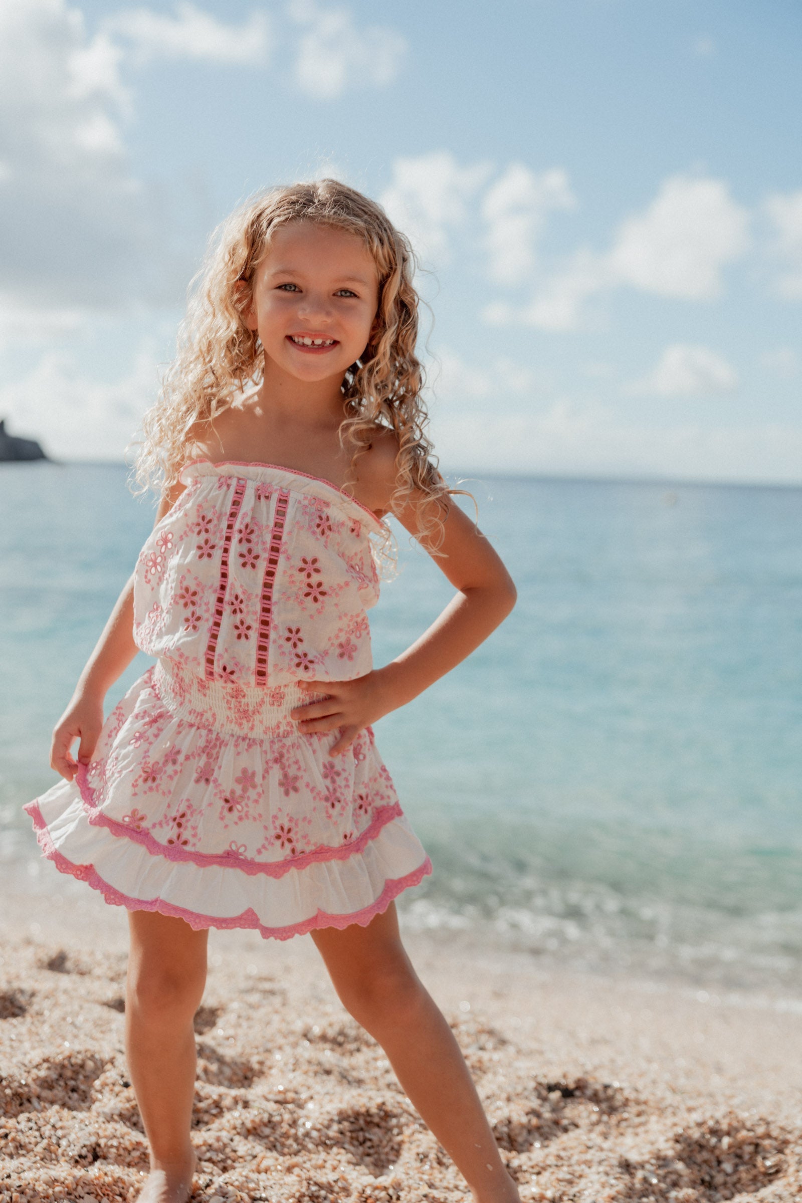 Kids Embroidered Dress Pink