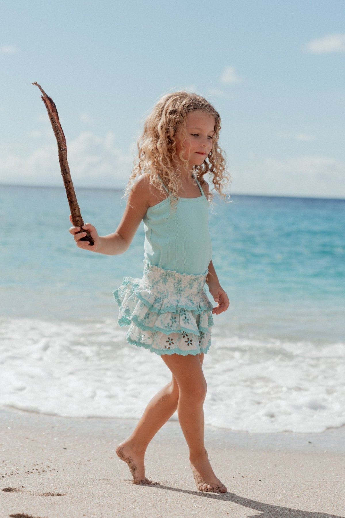 Kids Embroidered Skirt Turquoise