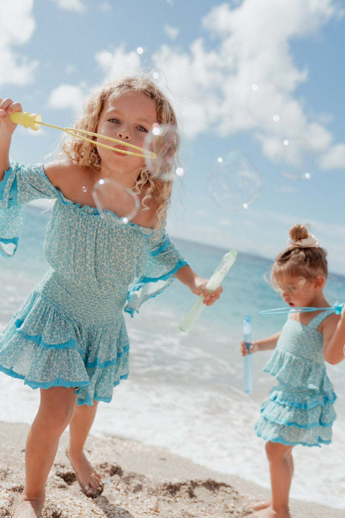 Cecilia Kids Flower Dress Turquoise