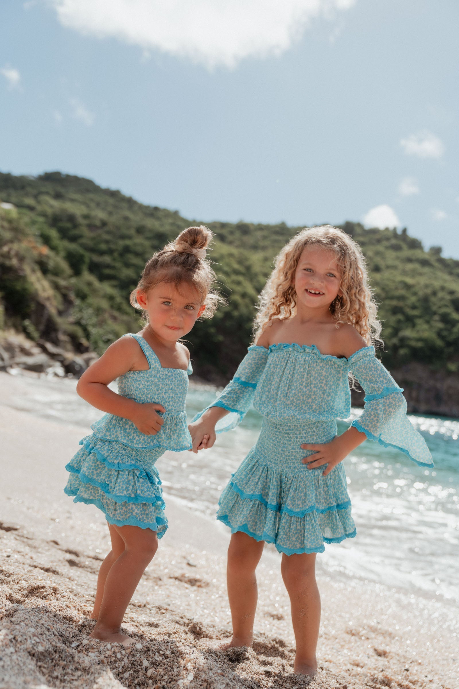Kids Flower Dress Turquoise