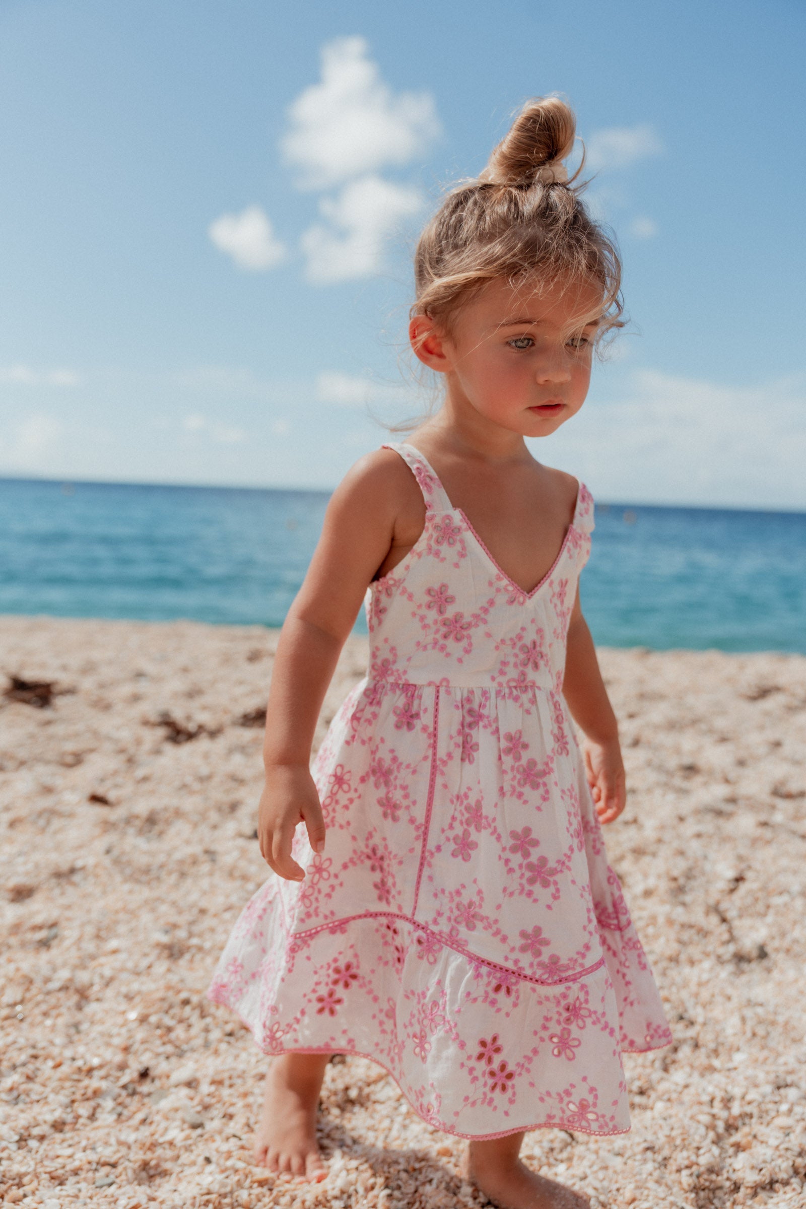 Kids Embroidered Dress Pink