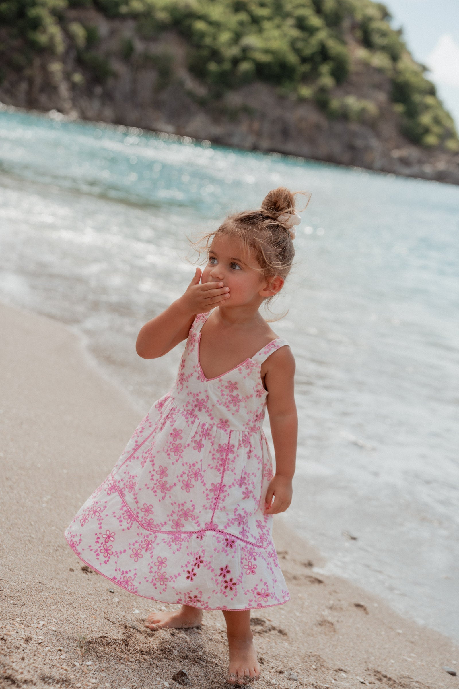Kids Embroidered Dress Pink