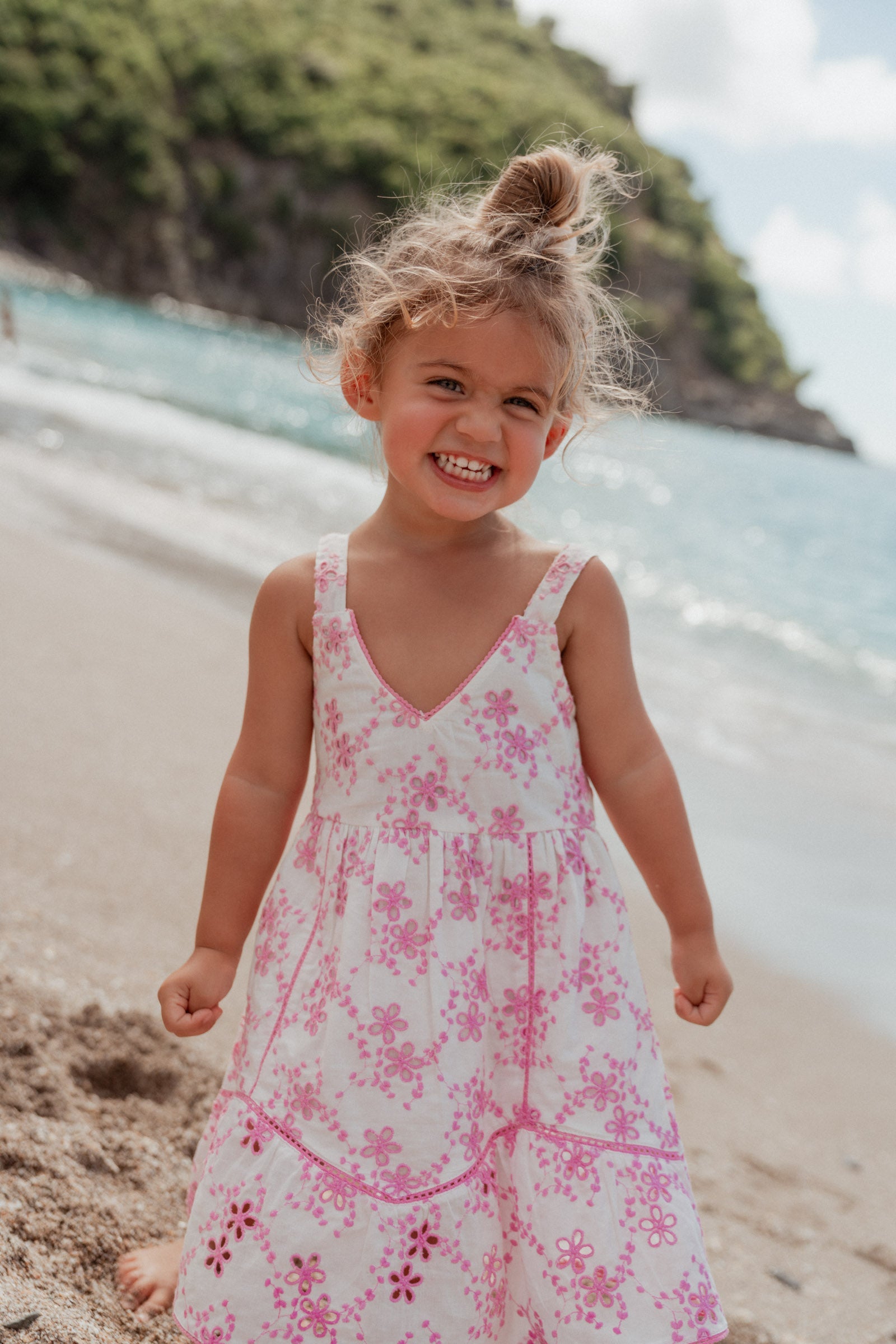 Kids Embroidered Dress Pink