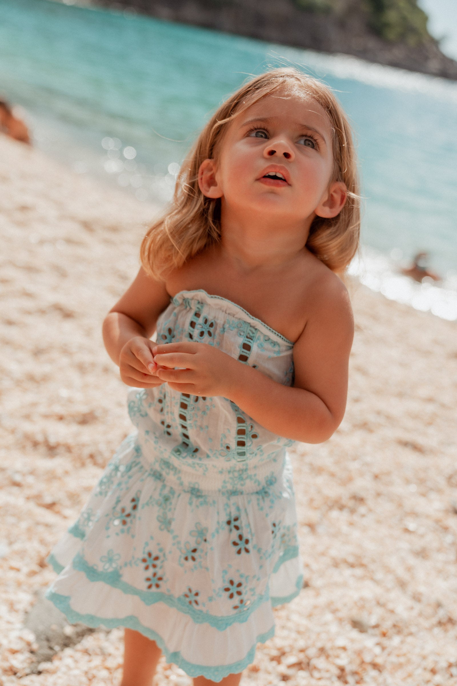 Kids Embroidered Dress Turquoise