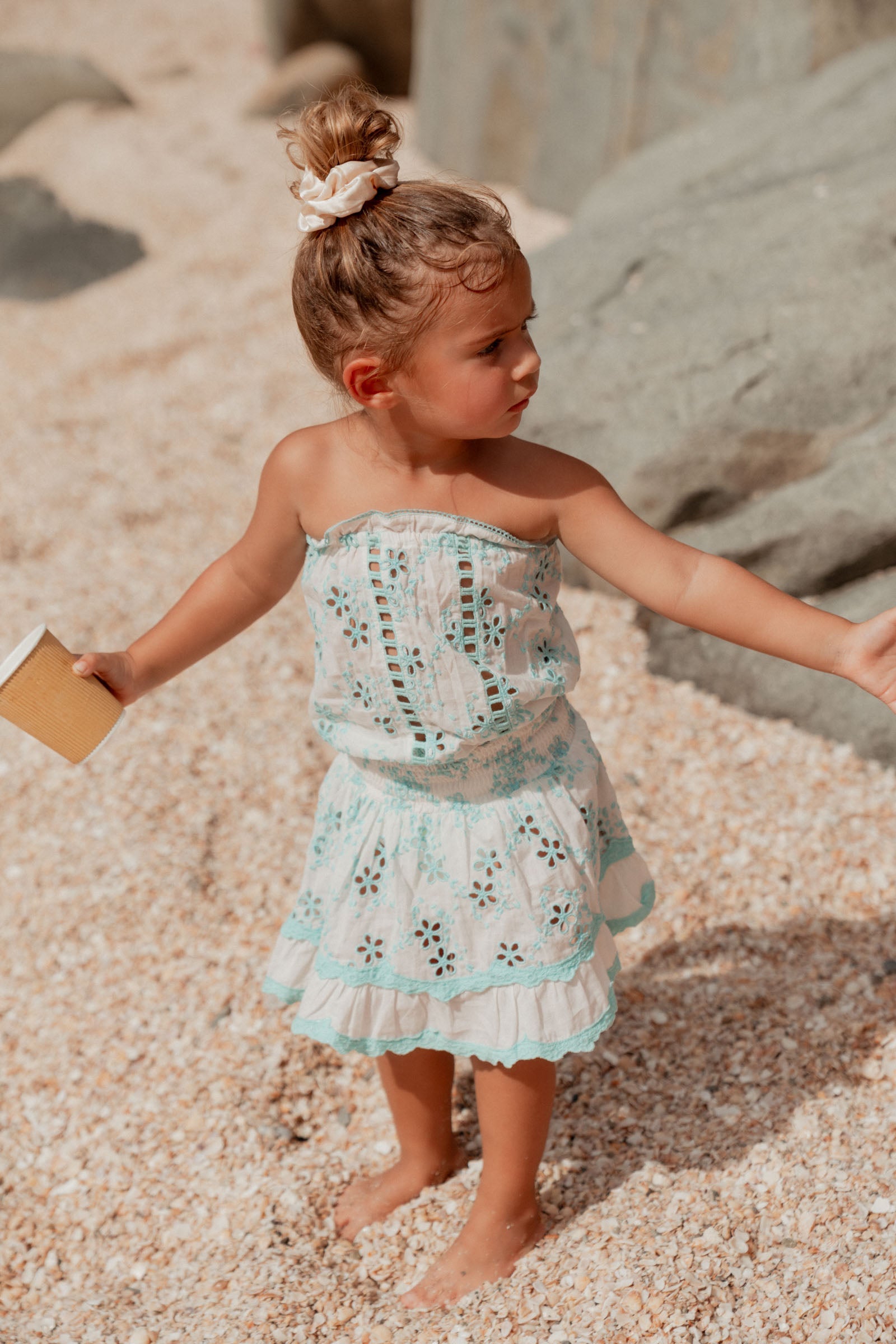Kids Embroidered Dress Turquoise